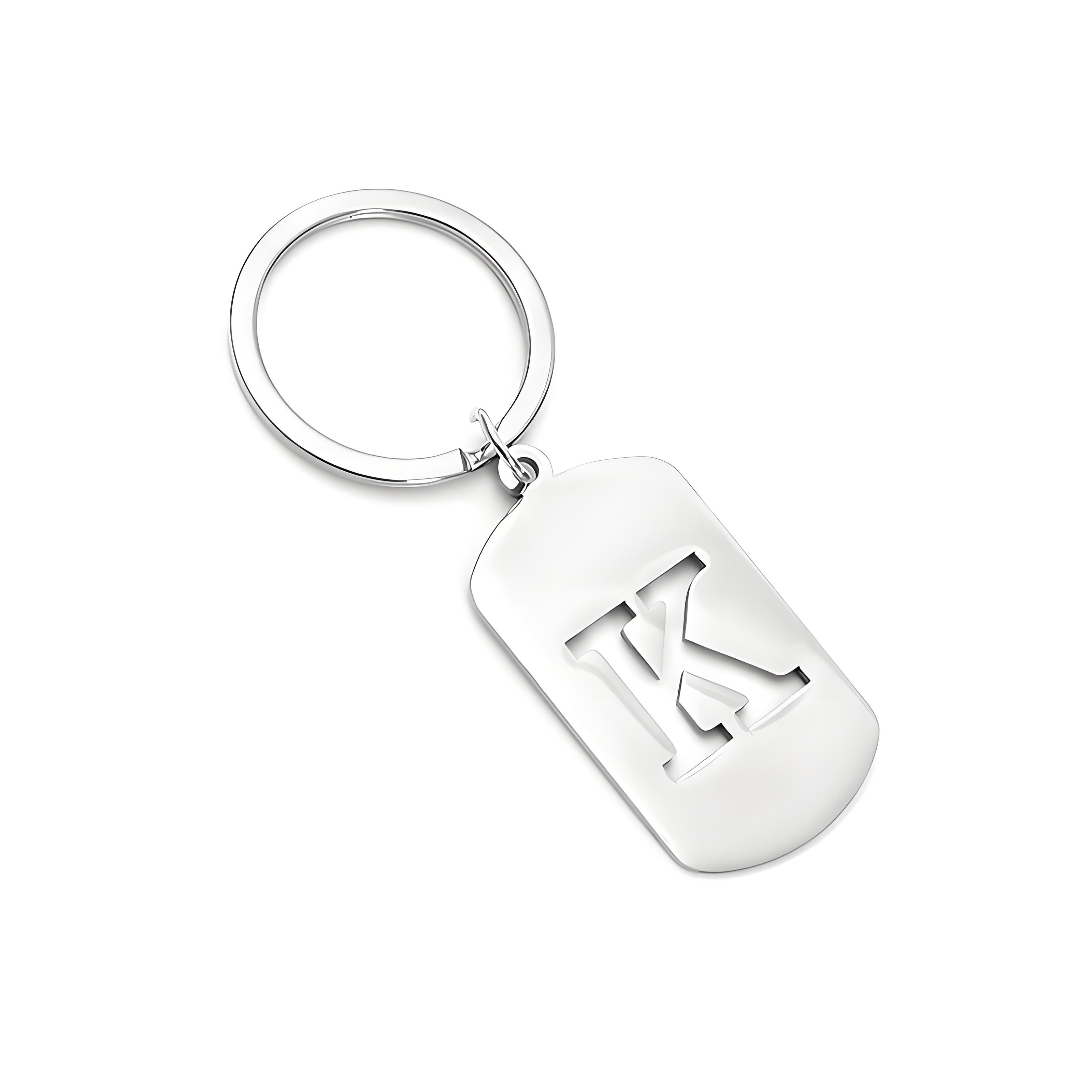 Initial Ring Custom - Personalized Initial Letter Keychain, Stainless Steel