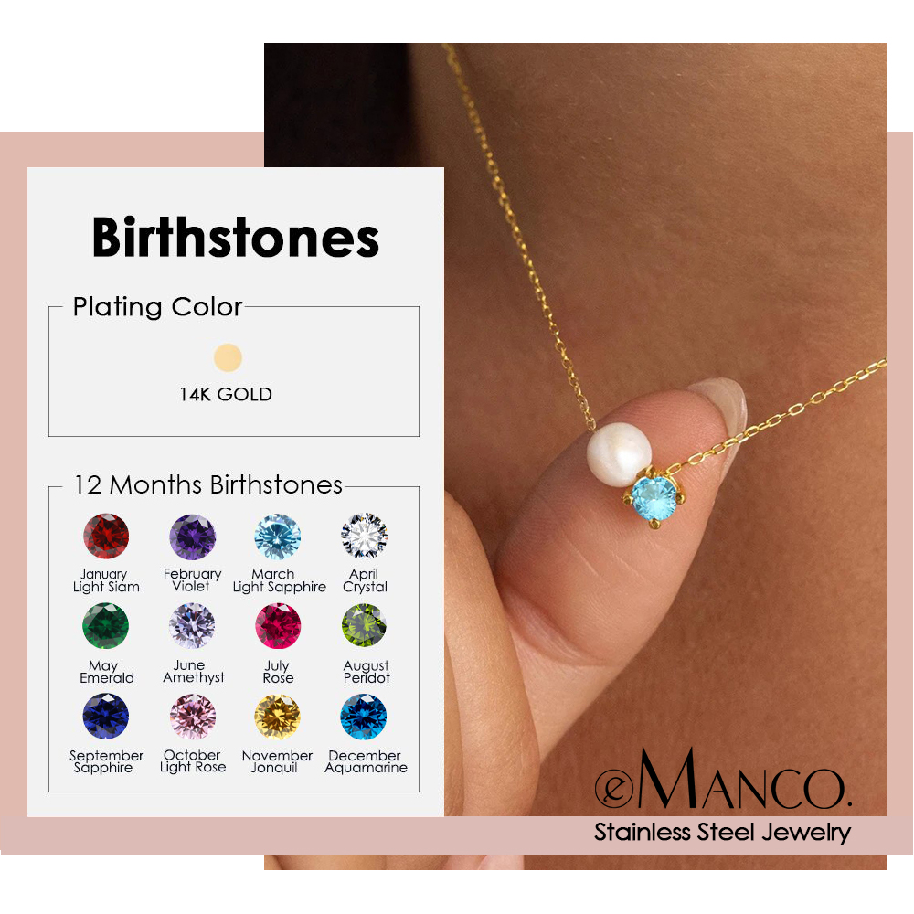Birth Flower Necklace - EMANCO Fashion Imitation Pearls Zircon Pendant