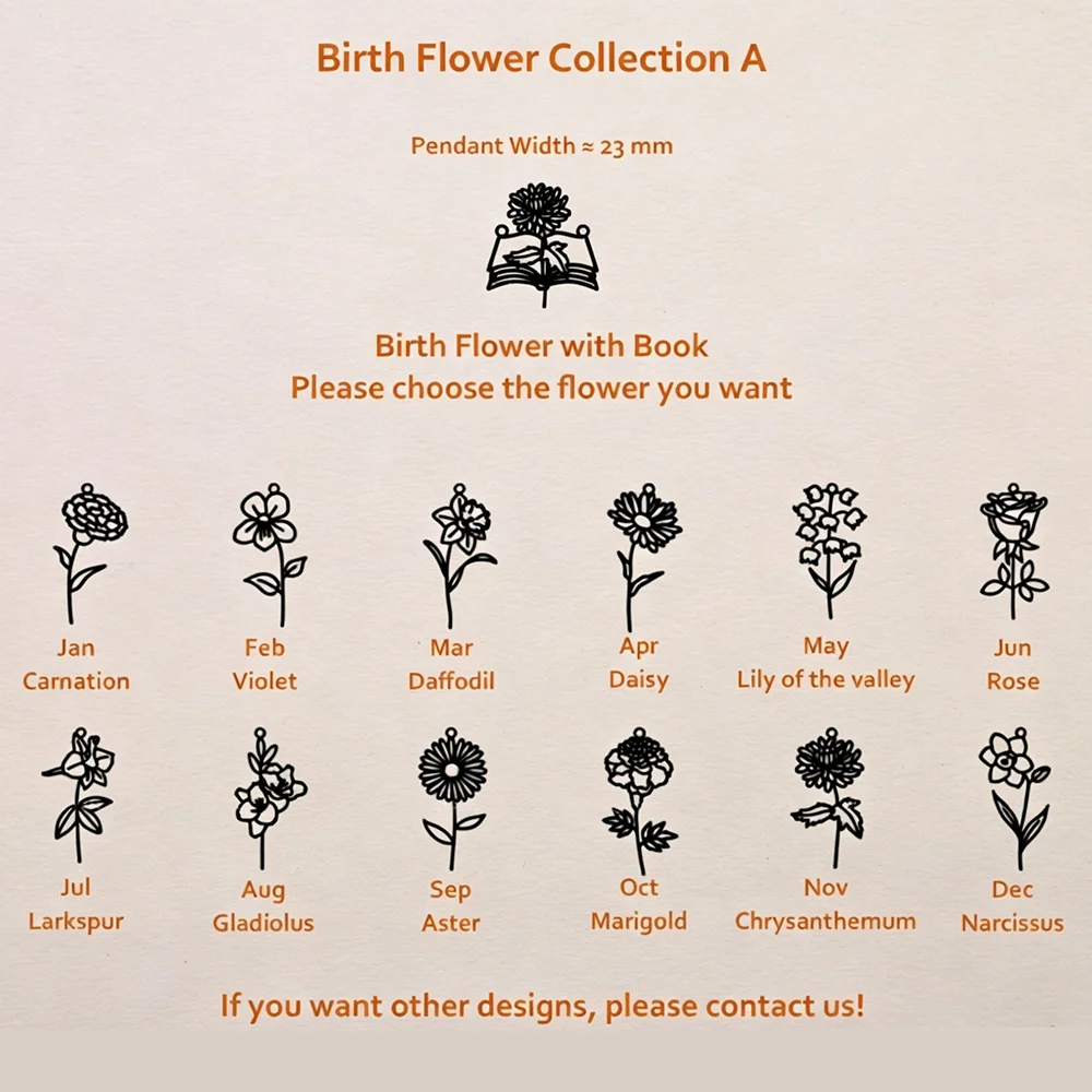 Custom Birth‑Flower Open Book  - огляд і ціна Birth Flower Necklace
