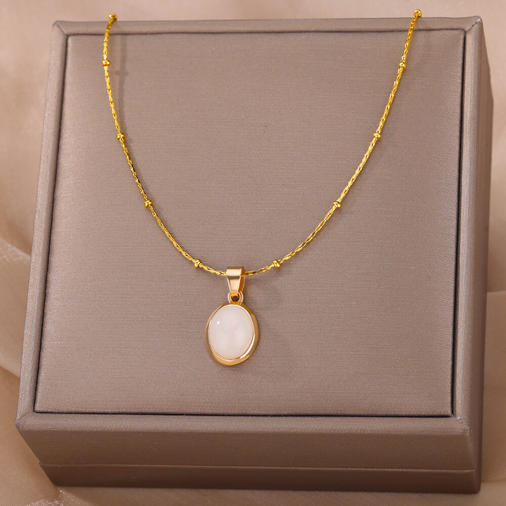 Fashion Stone Opal Oval Neckla - огляд і ціна Birth Flower Necklace